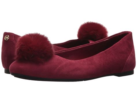 Michael Michael Kors Remi Damson Pom Pom Suede Ballet Flat 